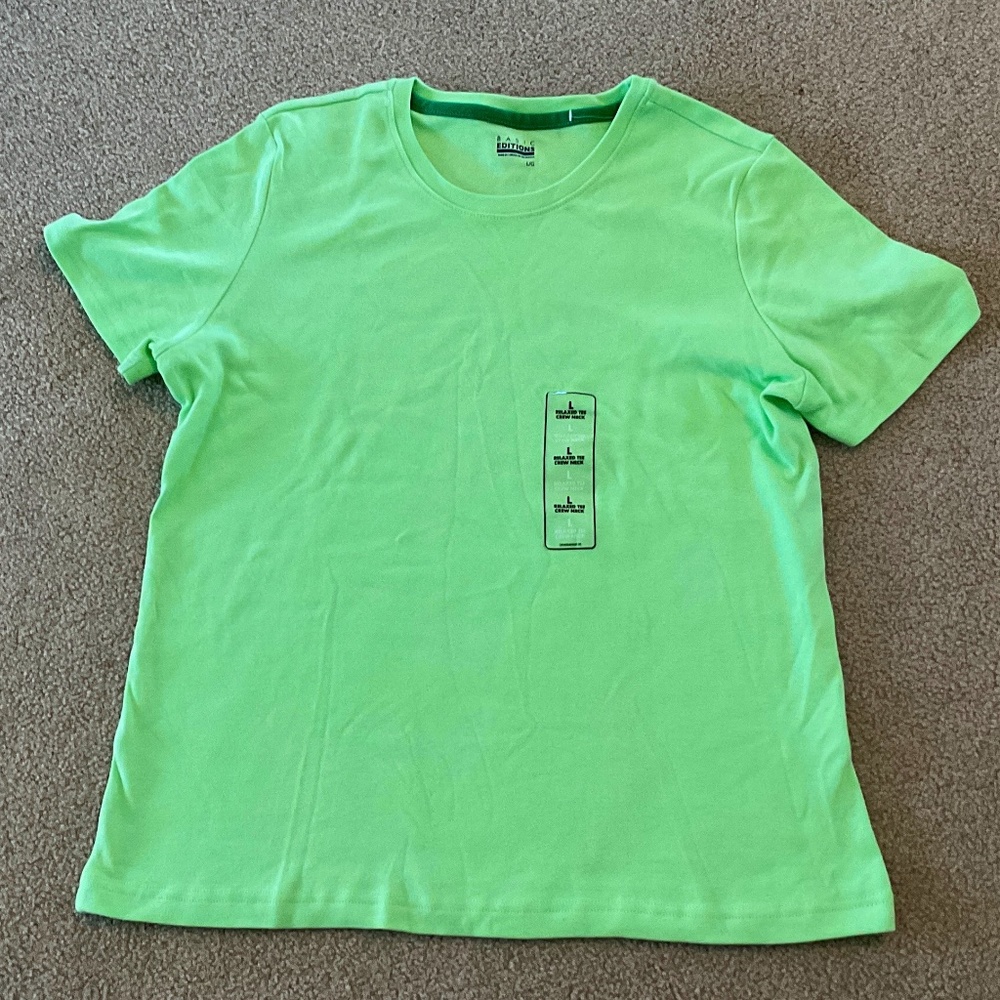 size L, bust up to 40” inches, green shirt, new condition